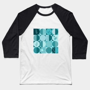 repeating geometry pattern, squares and circles, ornaments, teal color tones Baseball T-Shirt